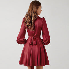 Meet And Greet Satin Drape Dress - Wine Ins Street