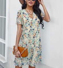 Talk Tulips Pocketed Button Down Shirt Dress Ins Street