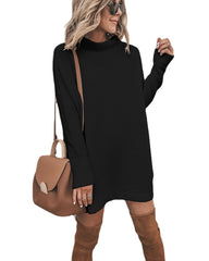 Marcelle Mock Neck Knit Dress - Black Ins Street