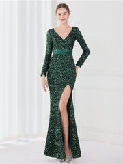 Temperament long sleeved evening dress 2023-03-14 InsStreet