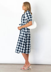 Saturn Pocketed Plaid Button Down Midi Dress Ins Street