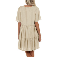 Giddy Pocketed Babydoll Dress - Ecru Ins Street