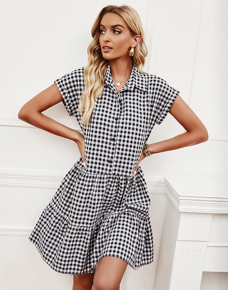 Dooley Plaid Button Down Babydoll Dress Ins Street