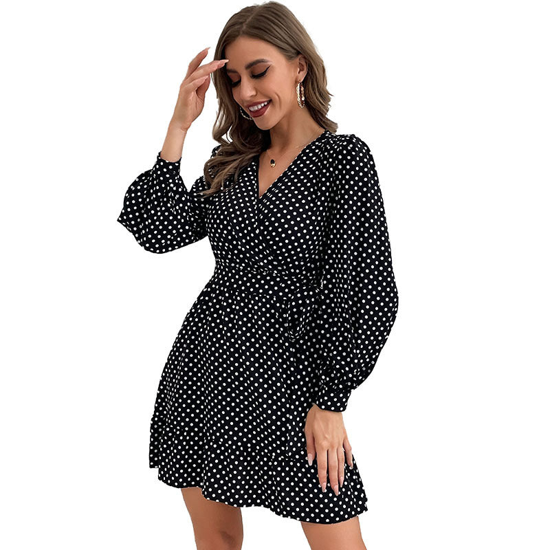 Leyla Polka Dot Shimmer Dress - Black – InsStreet