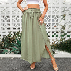 Huma Cotton Smocked Tassel Maxi Skirt - Sage - FINAL SALE Ins Street