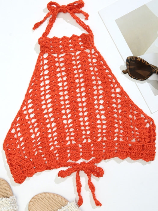 Tie Back Crochet Halter Cover Up Top 2023-03-14 InsStreet