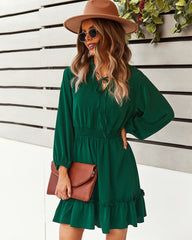 Dillon Ruffle Trim Dress - Hunter Green Ins Street