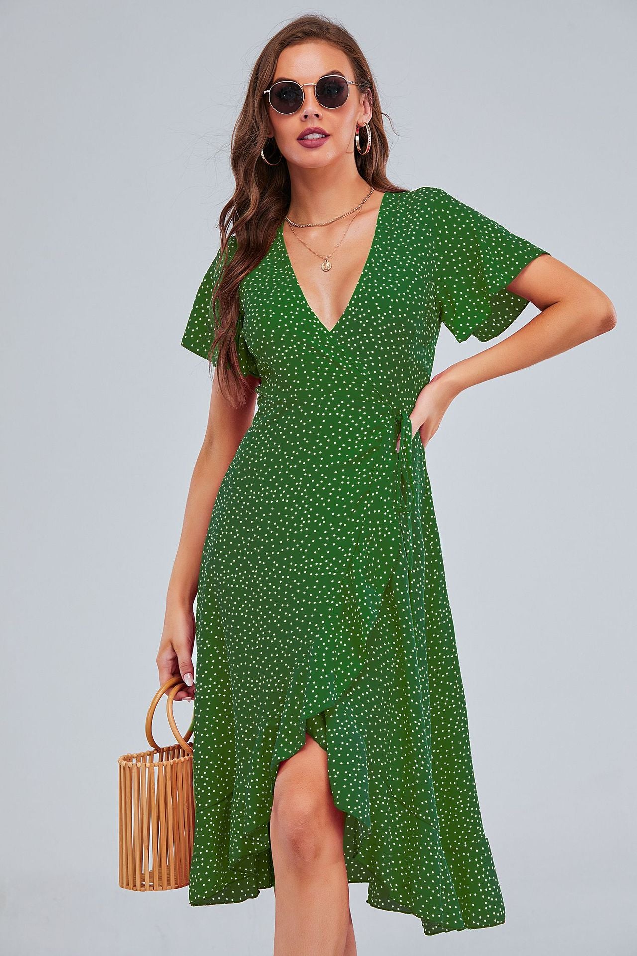 Rejoice Metallic Detailed Wrap Maxi Dress - Green - FINAL SALE Ins Street