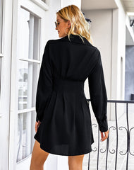 Sarabeth Pintuck Button Down Shirt Dress - Black ENTR-001