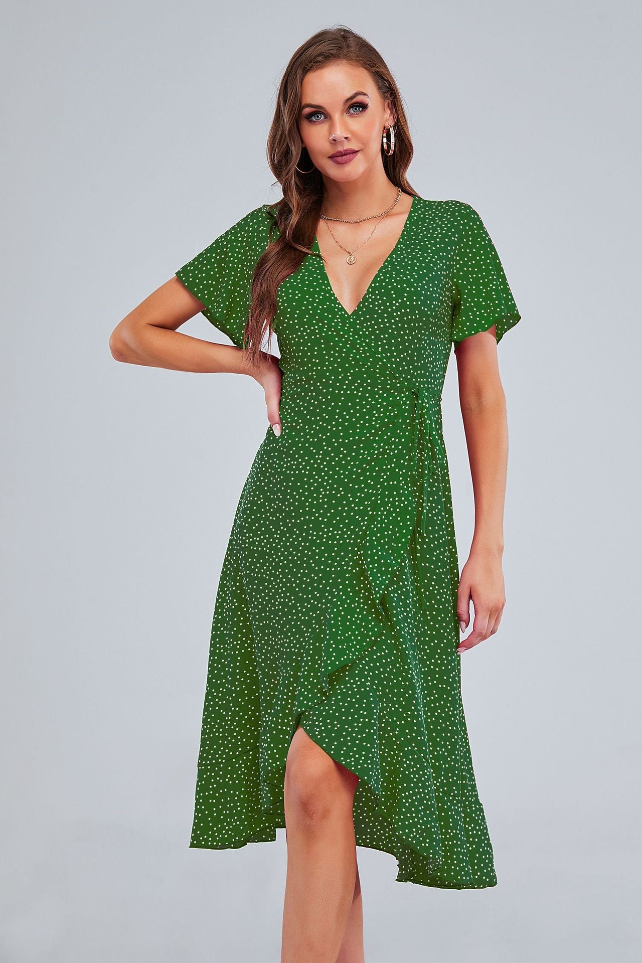 Rejoice Metallic Detailed Wrap Maxi Dress - Green - FINAL SALE Ins Street