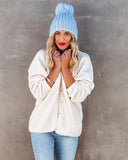 Comfy Cute Pocketed Sherpa Pullover - Beige - FINAL SALE ALL-001
