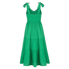 Parisa Embroidered Tiered Midi Dress - Green Ins Street