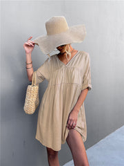 Goodness Cotton Pocketed Babydoll Dress - Khaki Ins Street