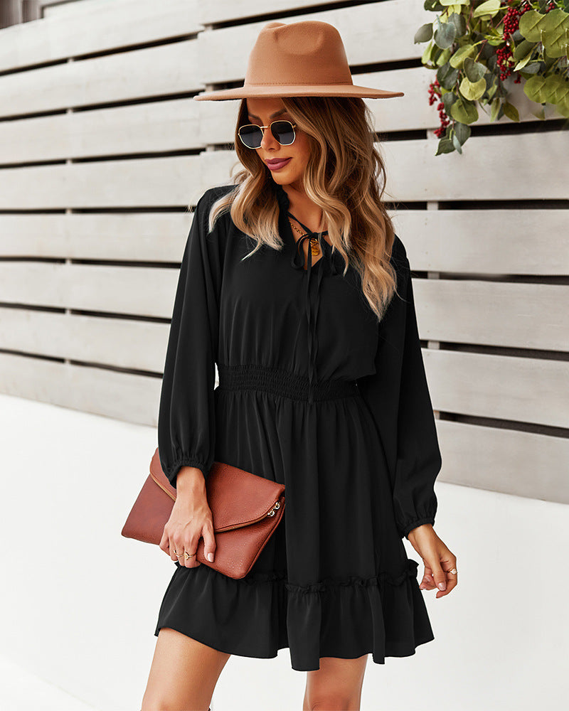 Indy Billowed Ruffle Dress - Black Ins Street