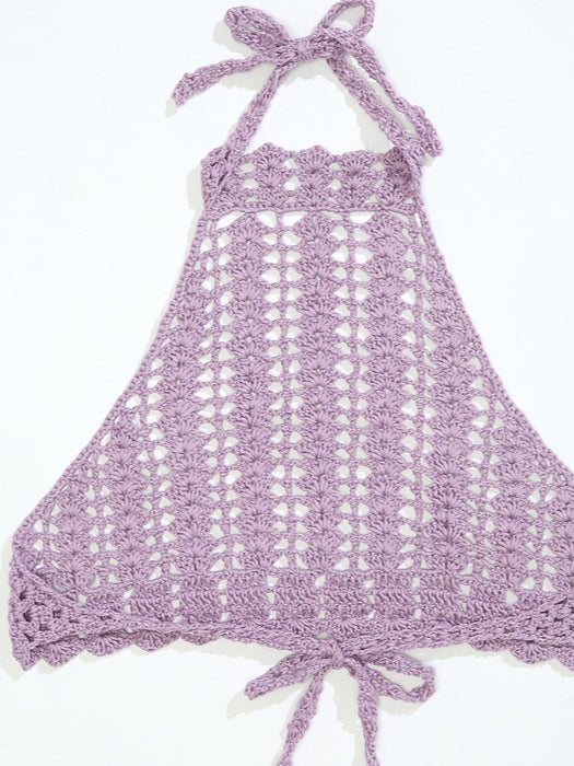 Tie Back Crochet Halter Cover Up Top 2023-03-14 InsStreet