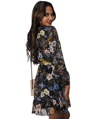 Palazzo Floral Ruffle Wrap Dress Ins Street