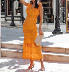 Jade Cotton Eyelet Tiered Maxi Dress - Tangerine - FINAL SALE Ins Street