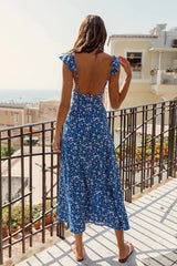 Watchtower Floral Ruched Maxi Dress Ins Street