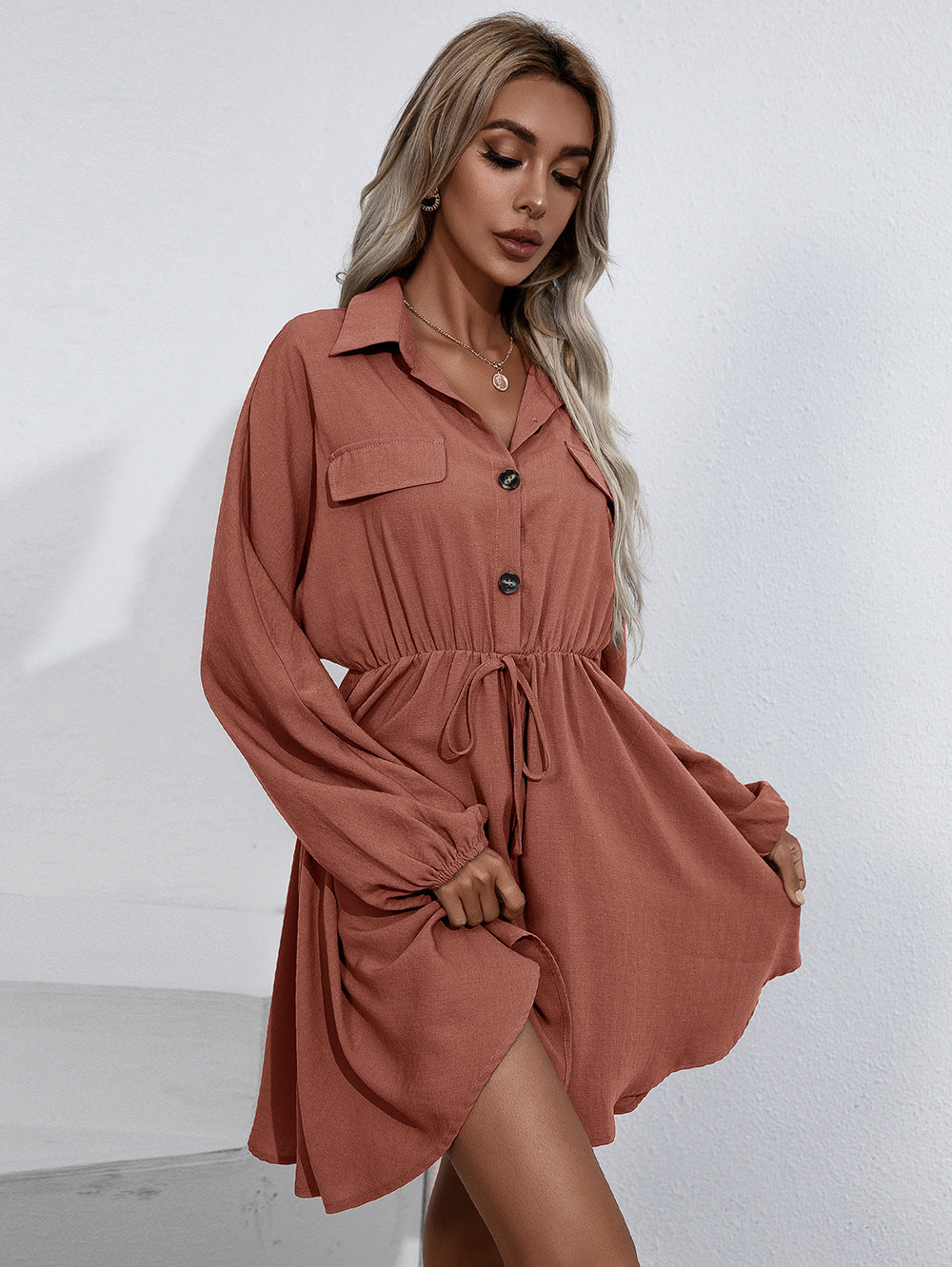 Remy Cotton Pocketed Shirt Dress - Wine - FINAL SALE Ins Street