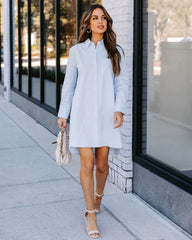 Harmony Cotton Button Down Shirt Dress - Lavender Ins Street