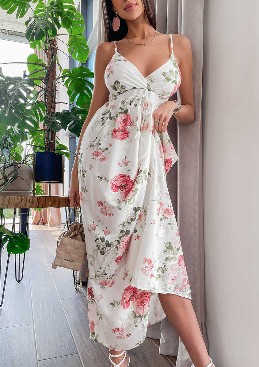 Hawaiian Floral Ruffle Halter Maxi Dress - FINAL SALE Ins Street