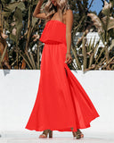 Vivid Strapless Slit Maxi Dress - Bright Orange Ins Street