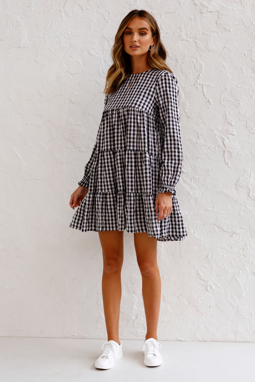 Urika Cotton Blend Plaid Babydoll Dress - FINAL SALE LUMI-001