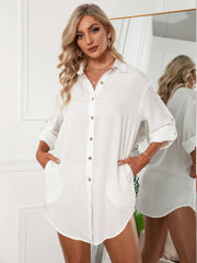 Jeanette Button Down Tunic Top - White Ins Street