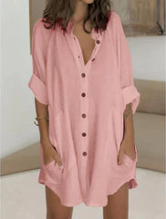 Kennedy Cotton Pocketed Button Down Tunic - Rose Dust Ins Street