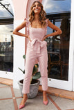 Solid Sling Belt Jumpsuit - Pink Ins Street