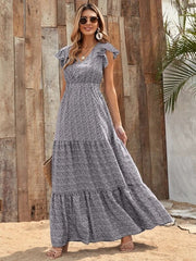 Tassajara Striped Ruffle Maxi Dress HEM-001