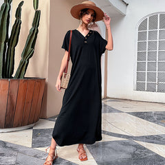 Retrograde Cotton Blend Midi T-Shirt Dress Ins Street