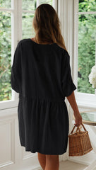 Zen Essence Pocketed Babydoll Tunic - Black Ins Street