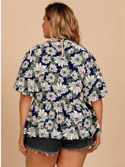 Temperament Commuter Lotus Leaf Sleeve Floral Top 2023-03-14 InsStreet