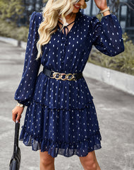 Viera Polka Dot Pleated Romper - Navy Ins Street