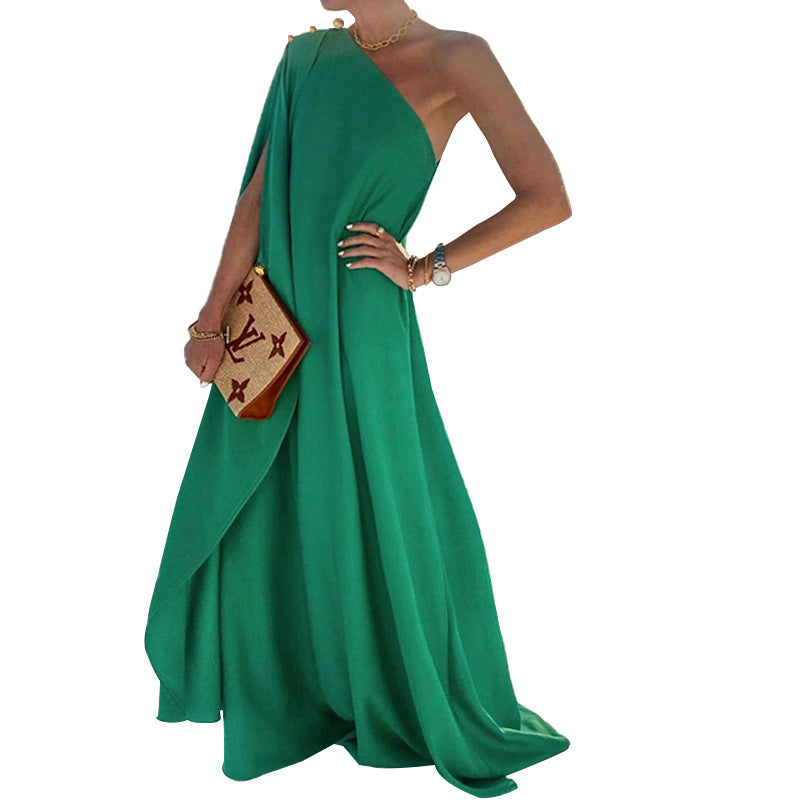 Strike A Pose One Shoulder Statement Maxi Dress - Emerald Ins Street