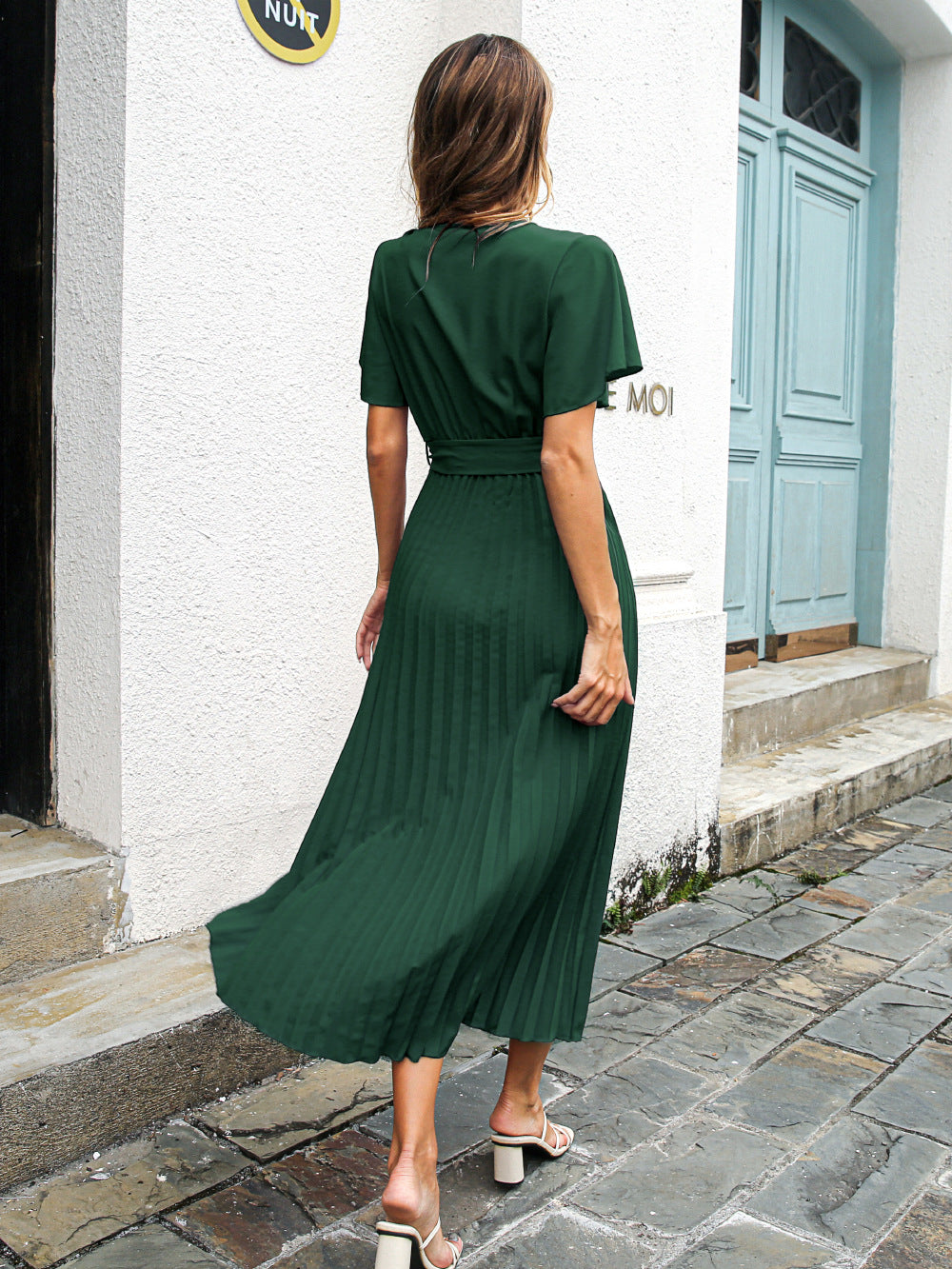 Josefa Satin Pleated Midi Dress - Emerald - FINAL SALE Ins Street