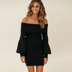 Greer Off The Shoulder Sweater Dress - Black Ins Street