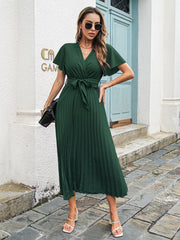 Josefa Satin Pleated Midi Dress - Emerald - FINAL SALE Ins Street