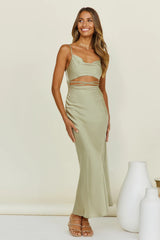 Kizzie Satin Cutout Maxi Dress - Sage - FINAL SALE Ins Street