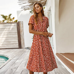 Sherry Spotted Button Down Midi Dress Ins Street