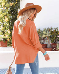 Kennedy Cotton Pocketed Button Down Tunic - Tangerine Ins Street