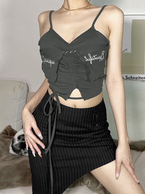 Solid Color Slim Letter Embroidered Stealth 2023-03-14 InsStreet