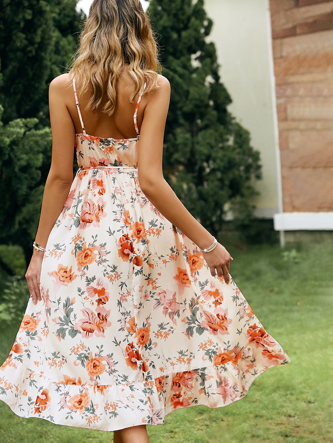 Vintage Soul Floral Tiered Midi Dress Ins Street