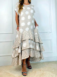 Valentina Cotton Polka Dot Tiered Midi Dress - FINAL SALE BUCK-001