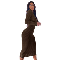 Troy Off The Shoulder Knit Midi Dress - Chocolate - FINAL SALE ACOA-001