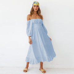 Samantha Puff Sleeve Midi Dress - French Blue Ins Street