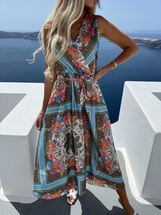 Syke Paisley Print Slit Maxi Dress Ins Street