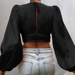 Rhene Woven Crop Top - Black Ins Street