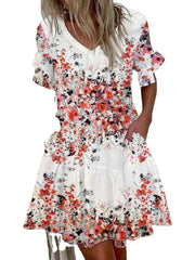 Etta Pocketed Floral Tiered Babydoll Dress Ins Street